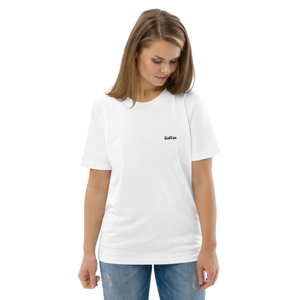 Unisex organic cotton t-shirt (black print)